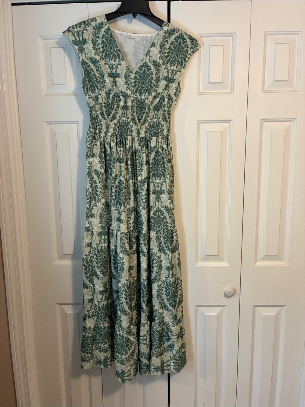 SHEIN Gray and Cream Maxi Dress